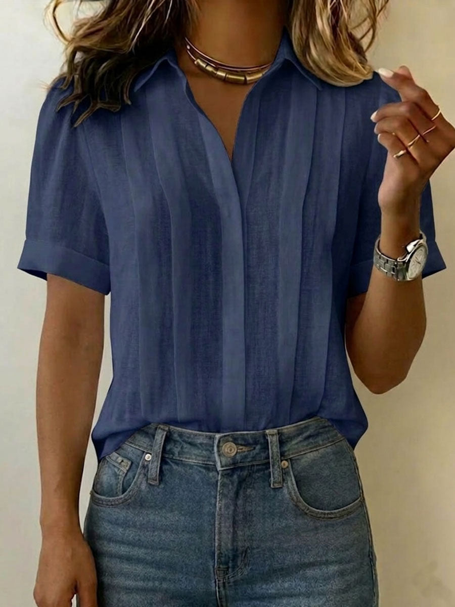 HARPER | Short-sleeve lapel shirt in woven fabric