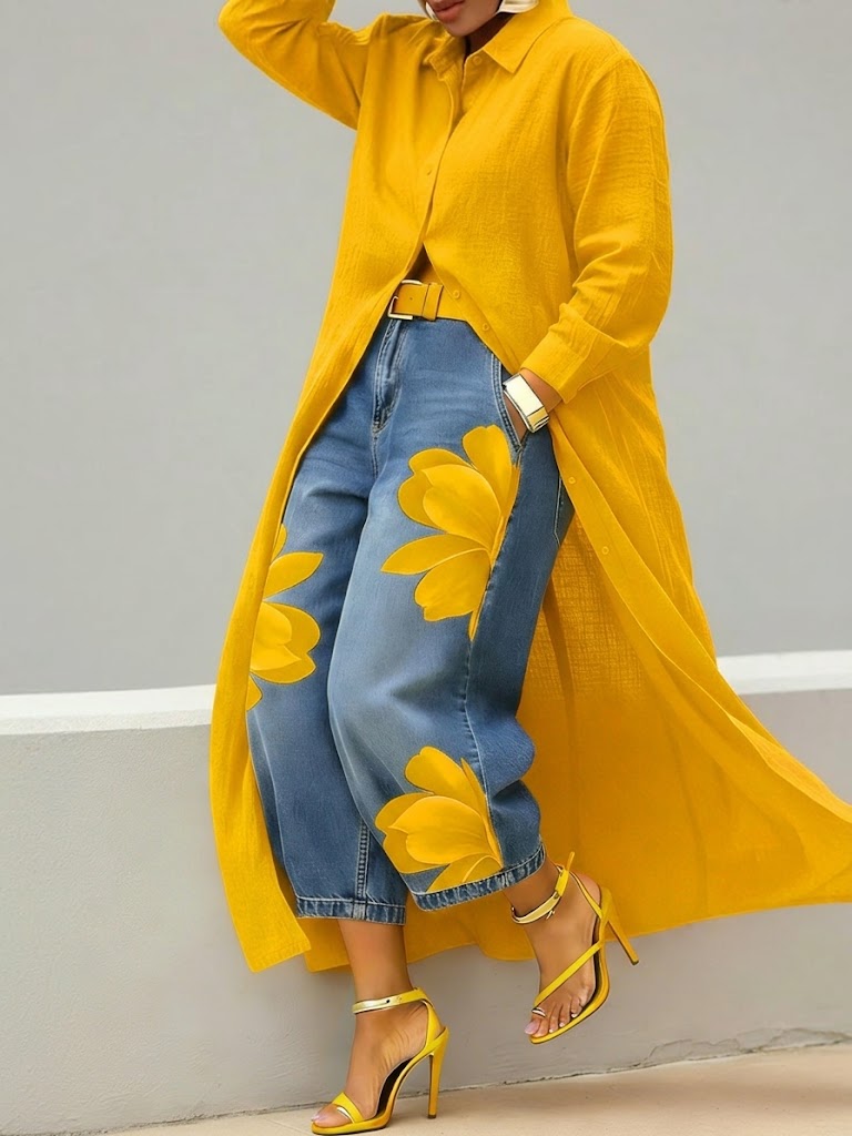 DAISY | Button-front shirt dress with long sleeves