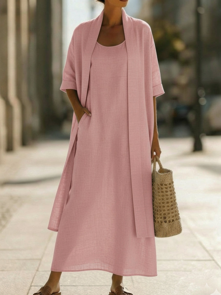 EDEN | Relaxed two-piece set with half-sleeve cardigan