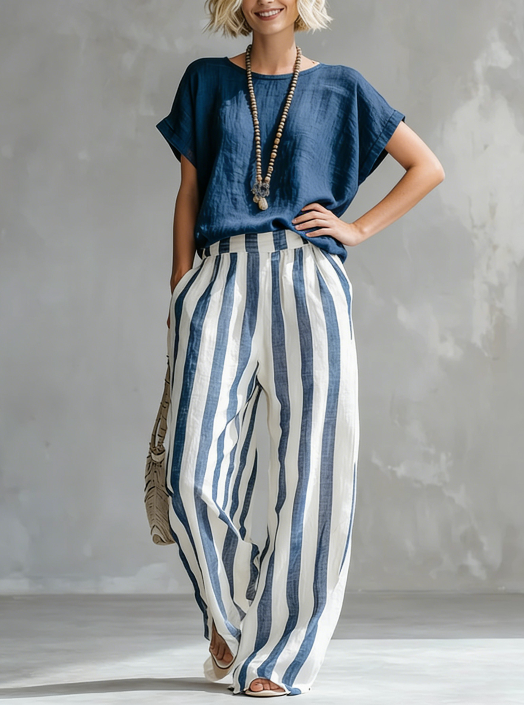 FRANKIE | Striped co-ord set with straight-leg pants