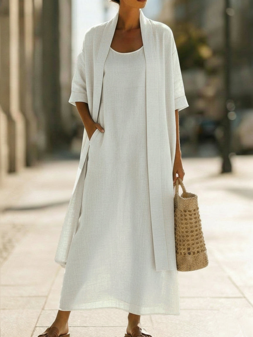 EDEN | Relaxed two-piece set with half-sleeve cardigan