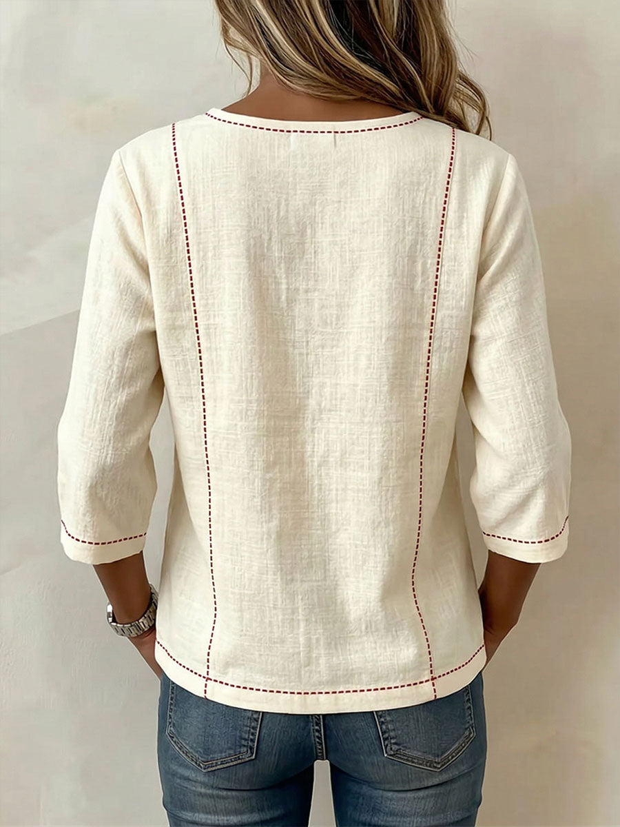 BILLIE | Relaxed square-neck top with 3/4 sleeves