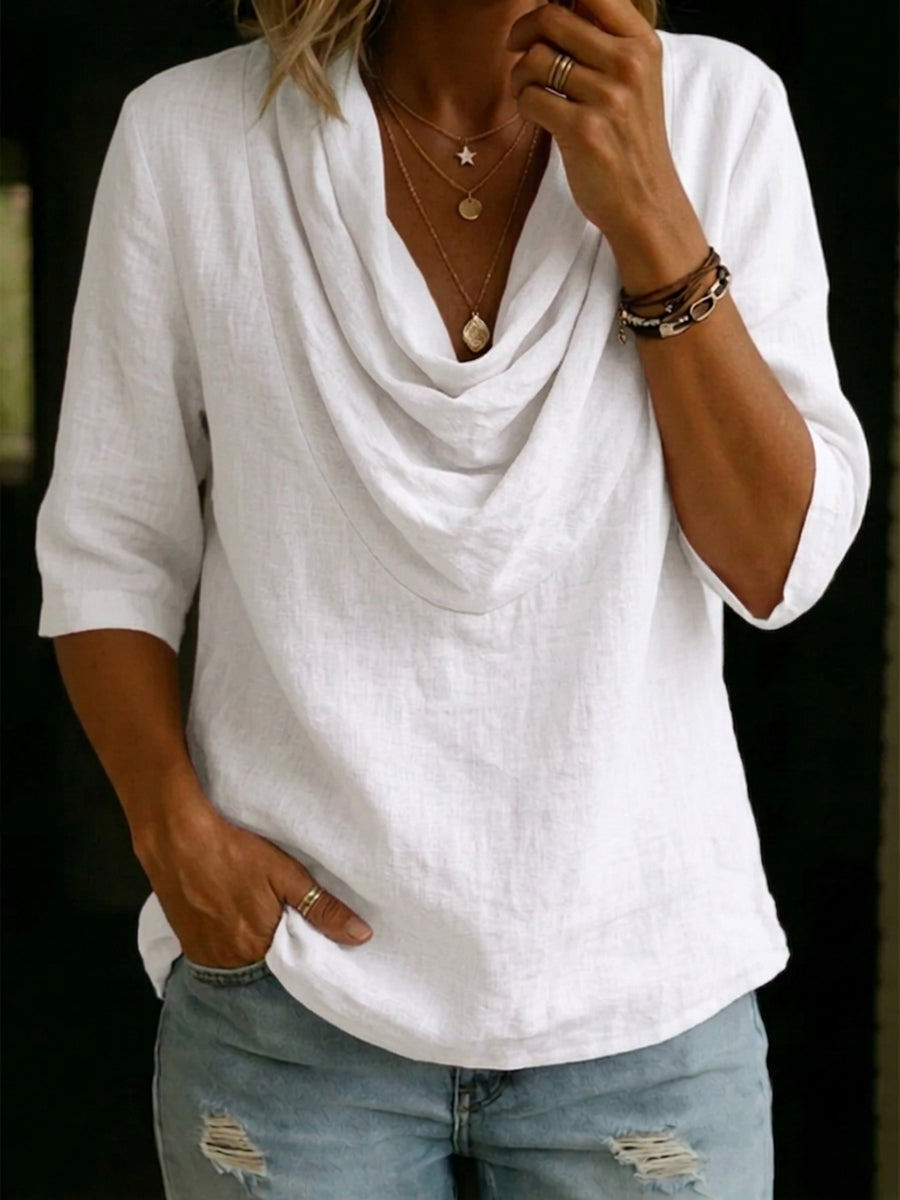 EDEN | Relaxed swing-neck shirt in soft-touch fabric