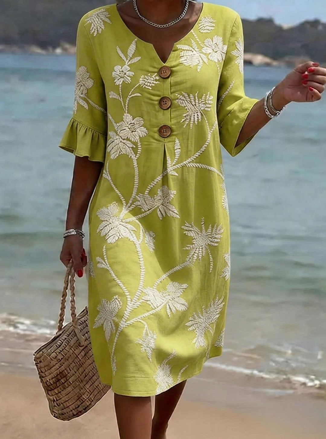 DAISY | Floral midi dress with polo collar