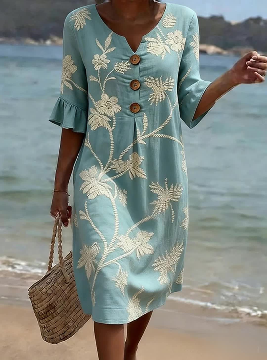 DAISY | Floral midi dress with polo collar
