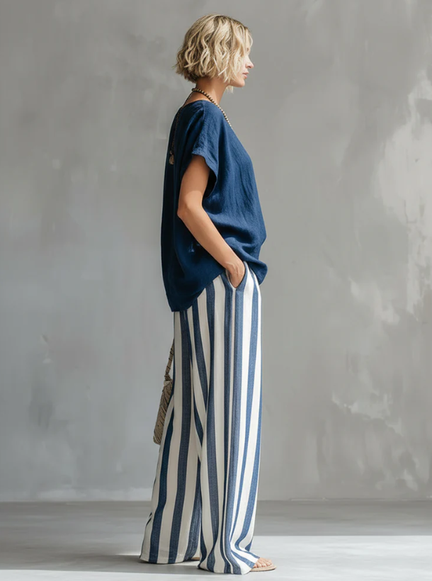 FRANKIE | Striped co-ord set with straight-leg pants