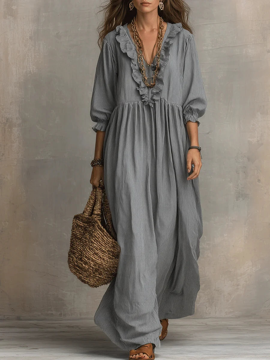 SUMMER | Striped maxi dress with ruffle hem