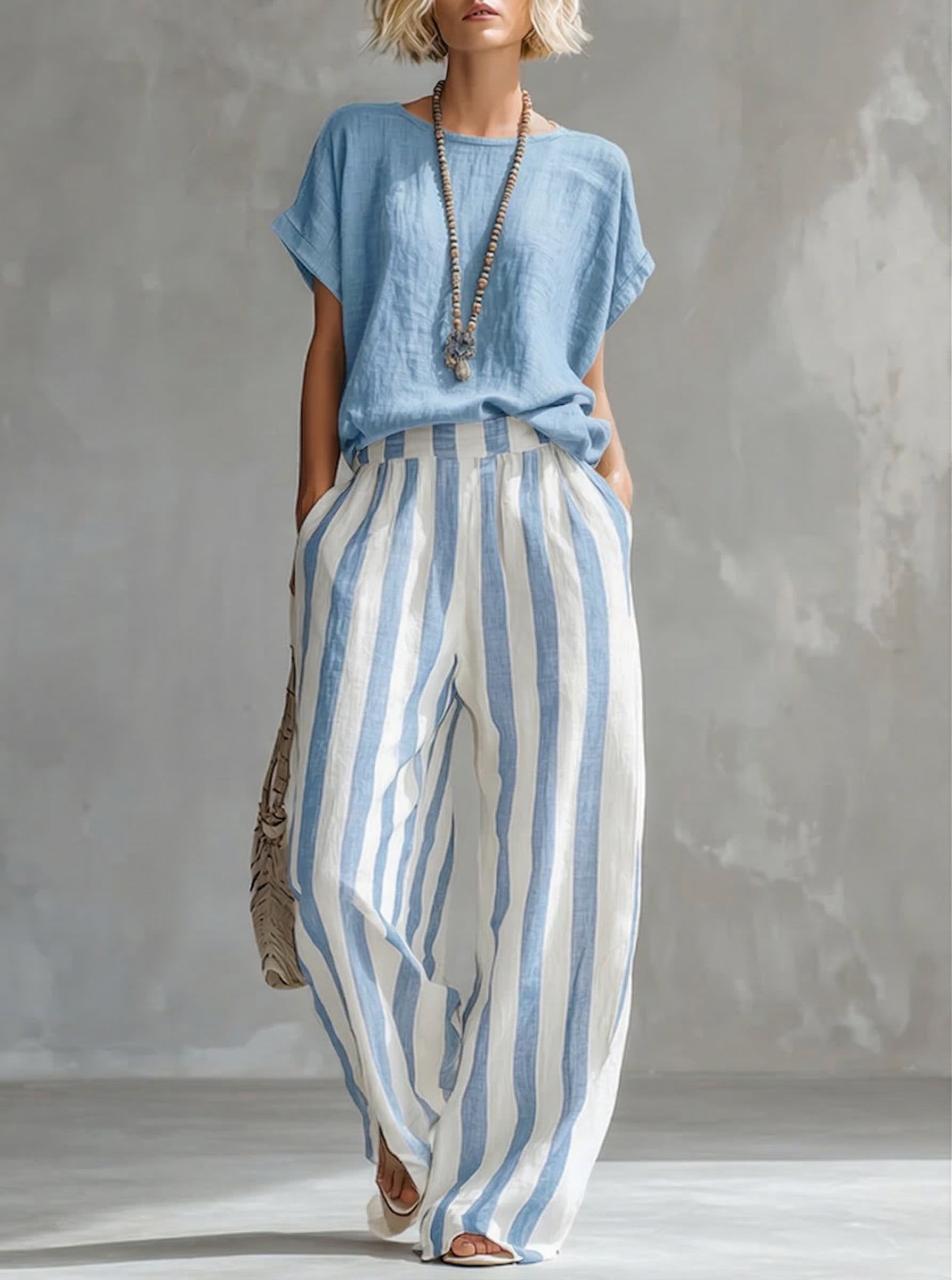 FRANKIE | Striped co-ord set with straight-leg pants