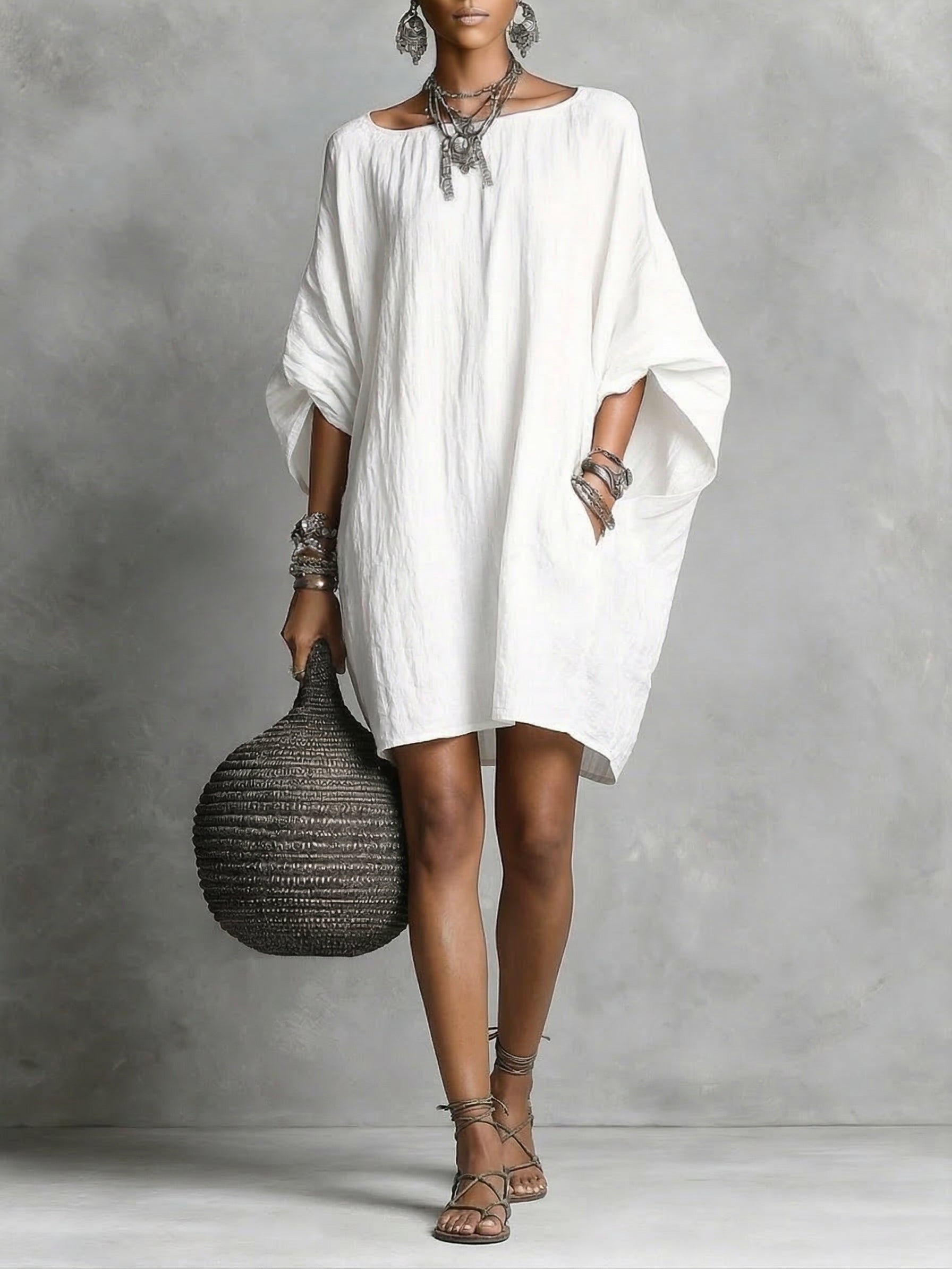 DAISY | Relaxed long-sleeve dress with side pockets