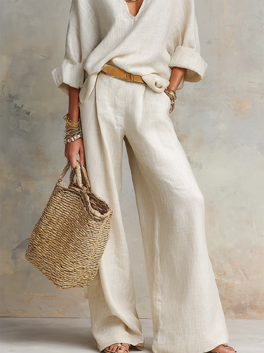 FRANKIE | Sleeveless V-neck top with wide-leg pants