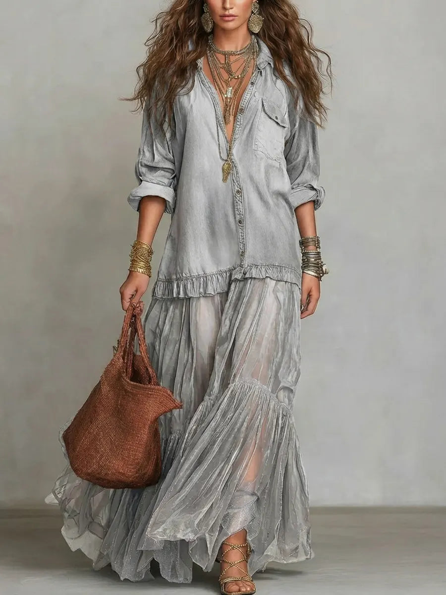 EDEN | Relaxed maxi dress with organza patchwork