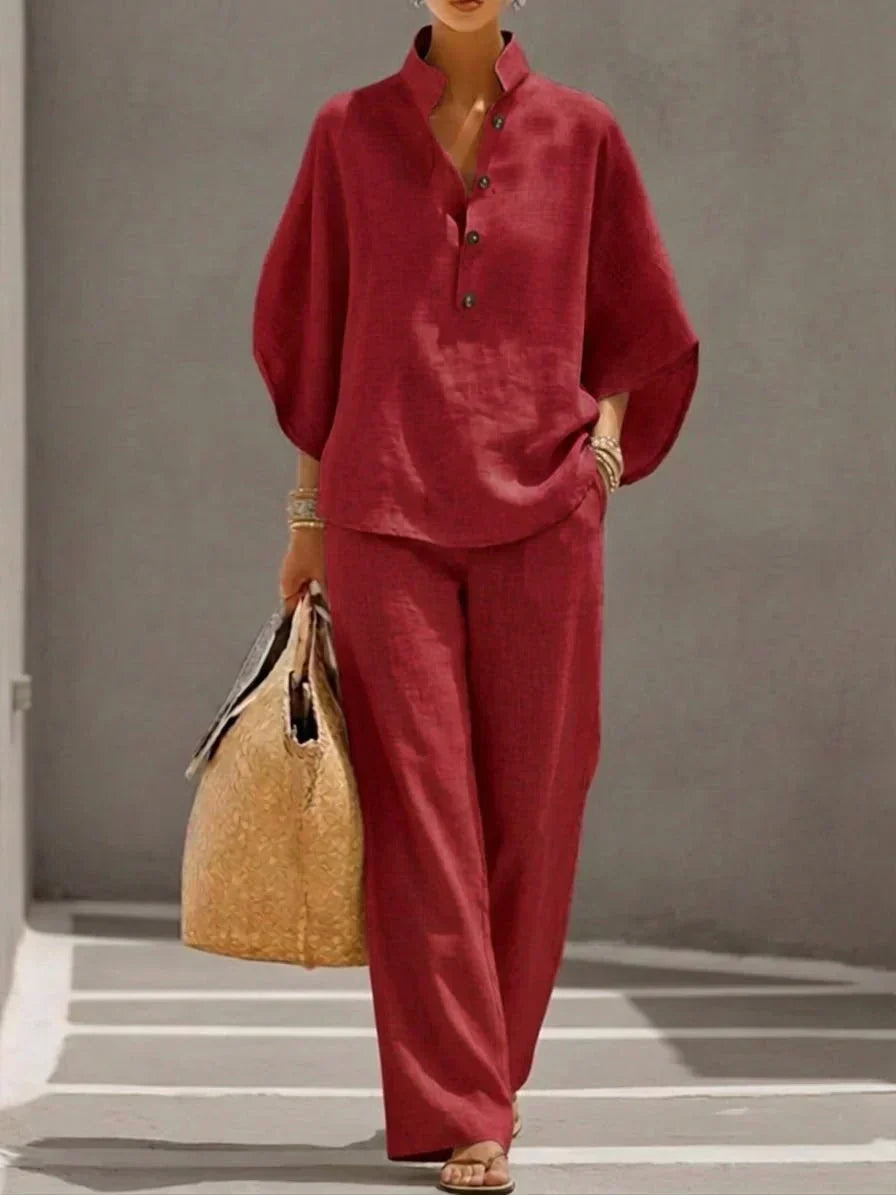MARIBEL | Set with batwing top and wide-leg pants