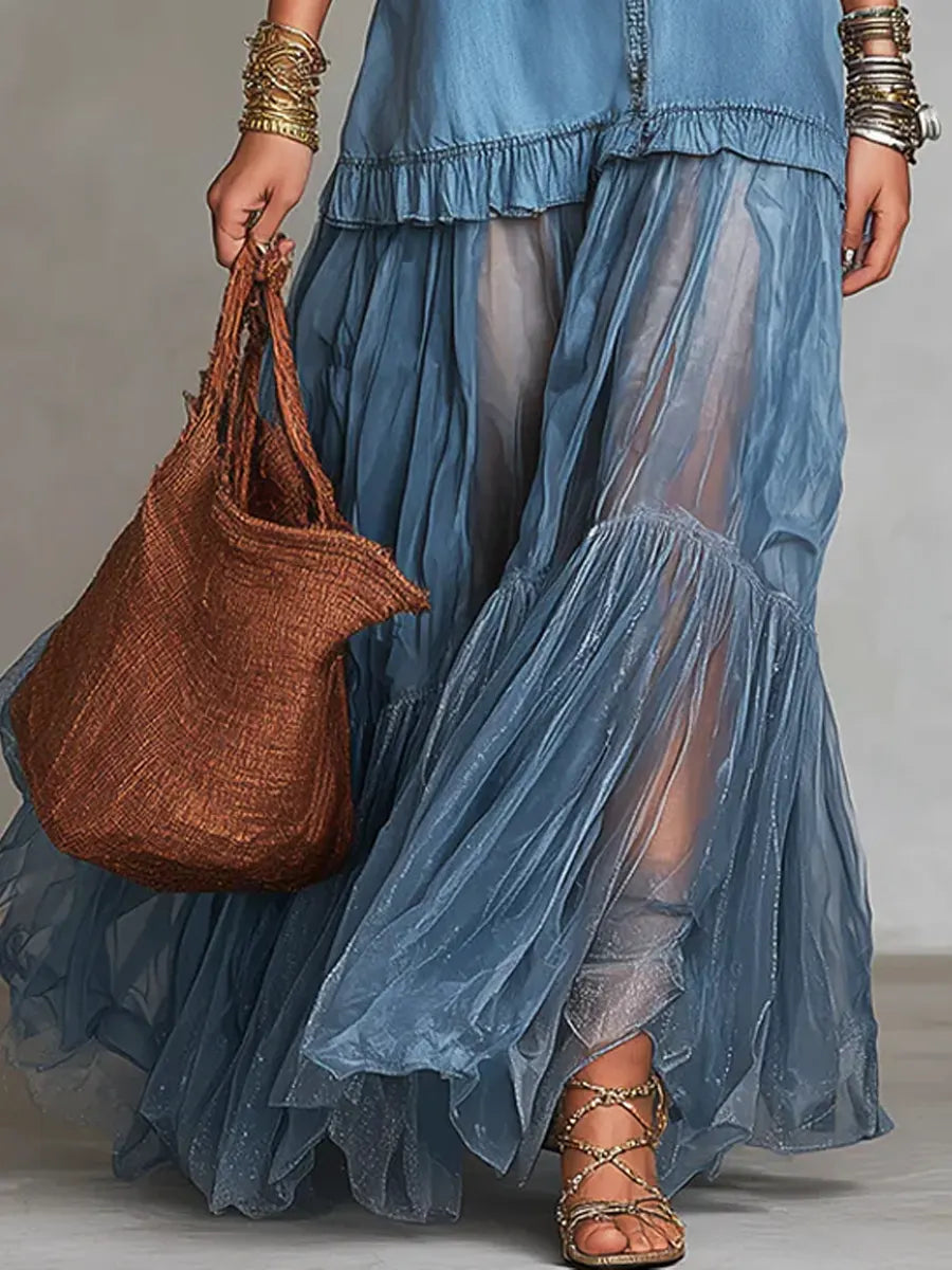 EDEN | Relaxed maxi dress with organza patchwork