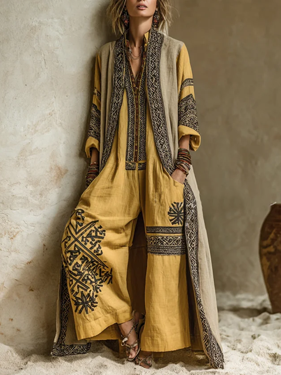 INDIE | Breezy printed jumpsuit and cardigan set