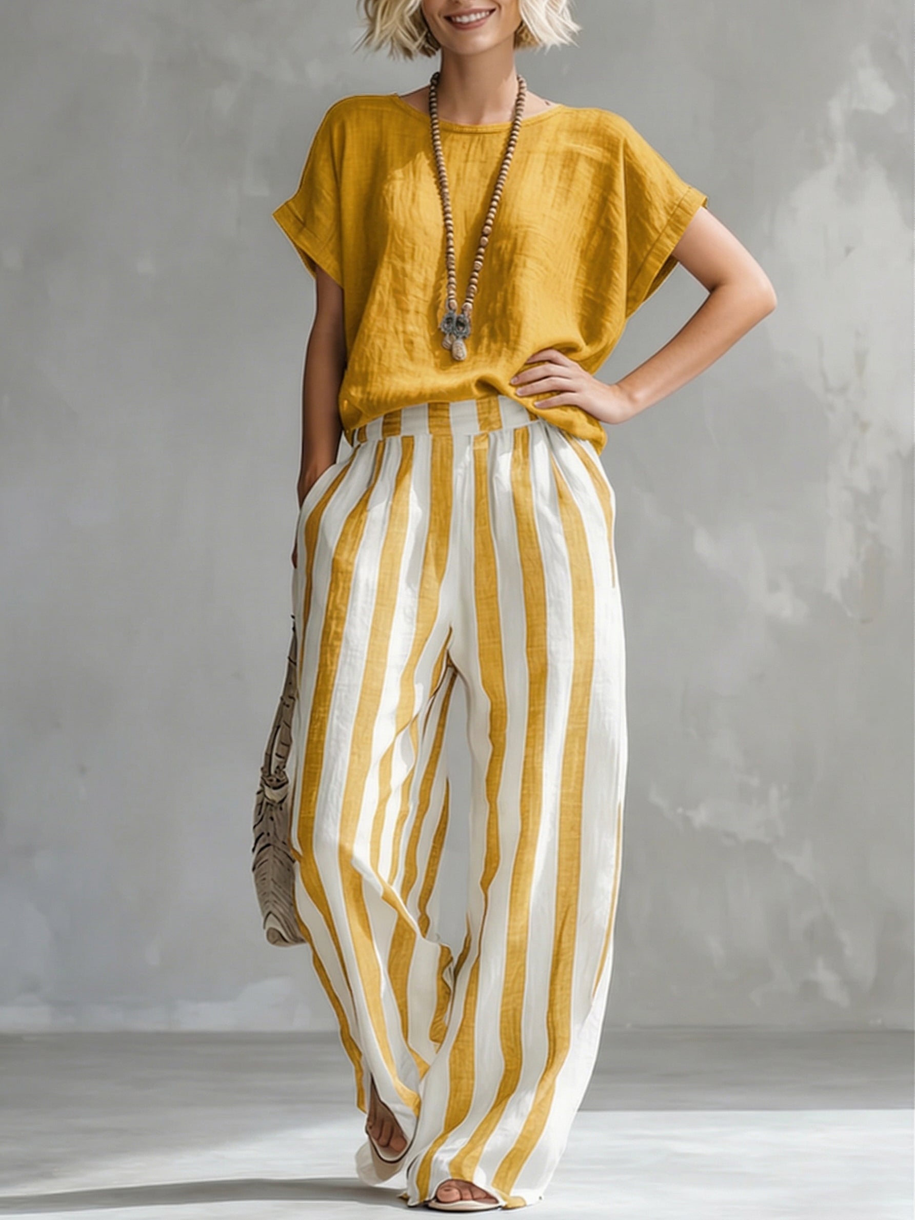FRANKIE | Striped co-ord set with straight-leg pants