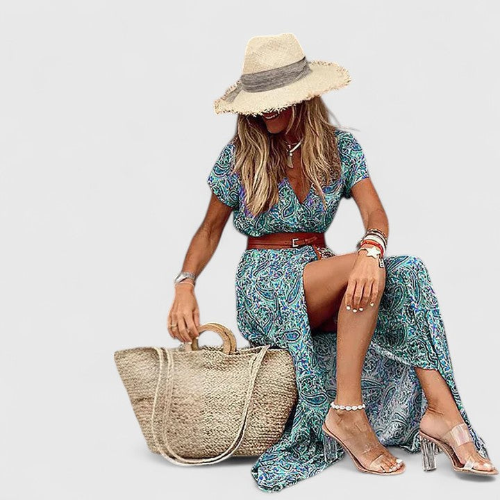 LORRAINE | Breezy boho maxi dress with gathered waist