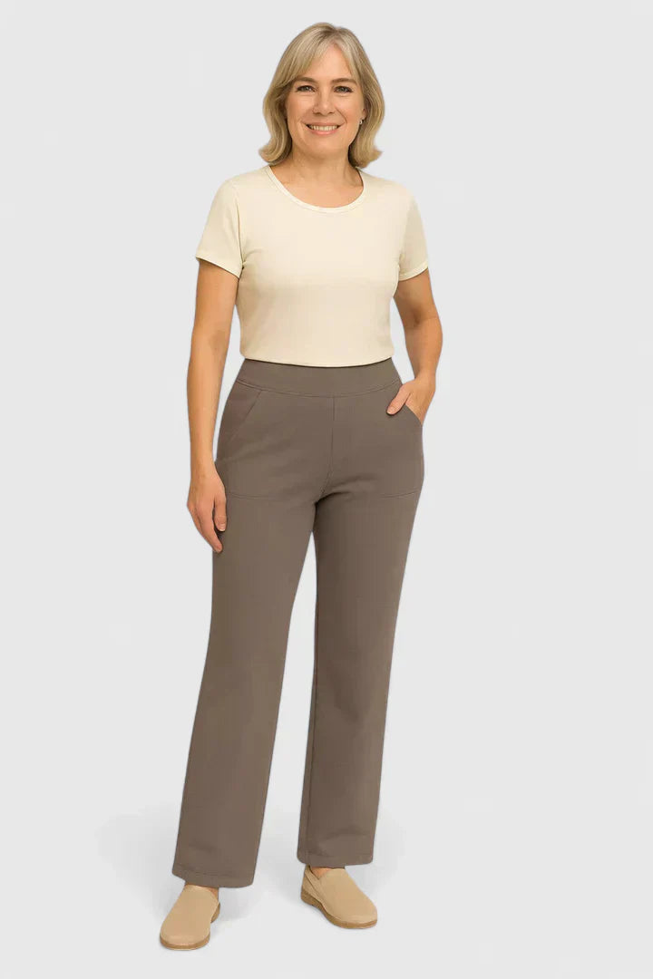 AMIE | Straight-leg pants with elastic waist