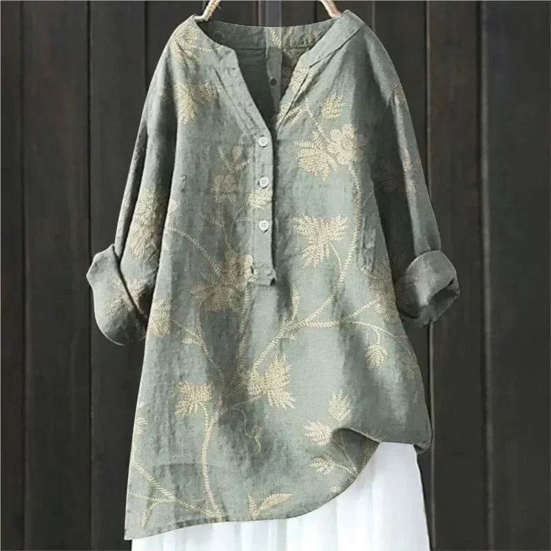 DAISY | Linen-blend blouse with floral print