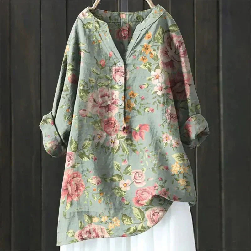 DAISY | Linen-blend blouse with floral print