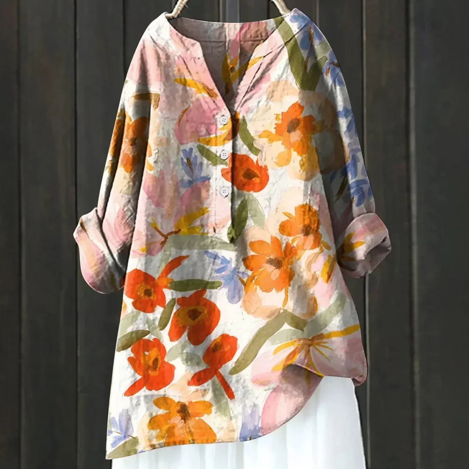 DAISY | Linen-blend blouse with floral print