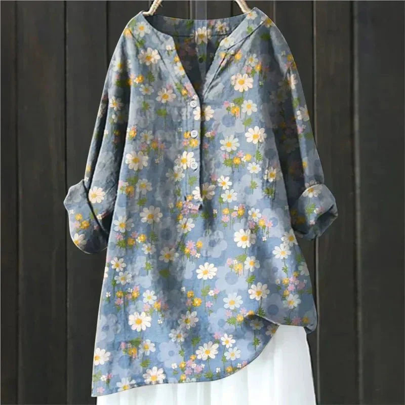 DAISY | Linen-blend blouse with floral print